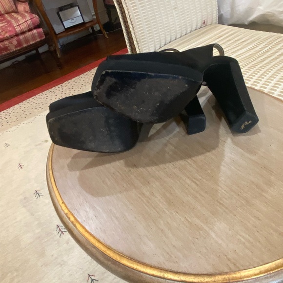 Prada shoes fabric silky open toe platform black 10 40 - Picture 3 of 3